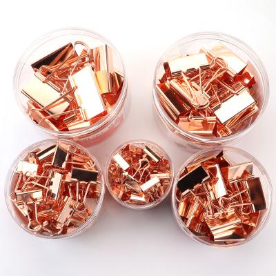 China 25mm Multifunctional Hot Selling Rose Gold Binder Clips Metal Tail Clips For Office for sale