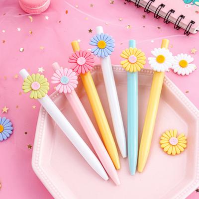 China Popular Pen Colorful Black Gel Pen Tip Daisy Press 0.5mm Office School Ballpoint Pens Writing Tool for Office School for sale