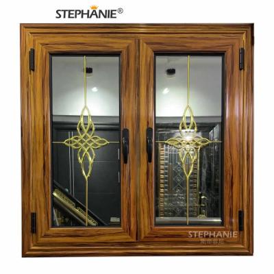 China Folding screen cheapwooden color grill design aluminum casement window manufacturer for sale