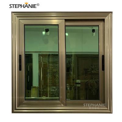 China Economy Aluminum Folding Screen Champagne Color Sliding Windows for sale