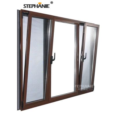 China Magnetic screen factory hot sales tilt and turn aluminum window outside opening and window fixed tilt-turn nz certified for sale