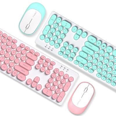 China Wholesale Ultra Thin Wireless Keyboard Mouse Set Office Business Keys USB Interface Pink Girl Wireless Keyboard and Mouse Combo for sale