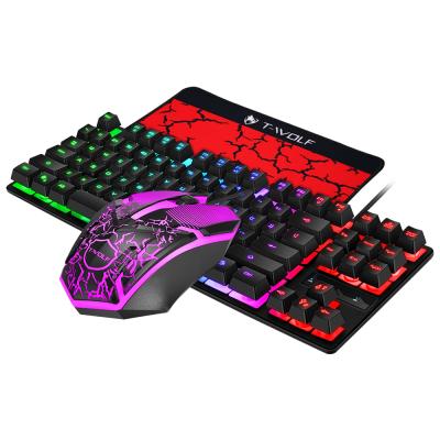 China New RGB LED Rainbow Backlight Computer Keyboard Waterproof Backlit 87keys Wired Gaming Keyboard Mouse Combo for sale