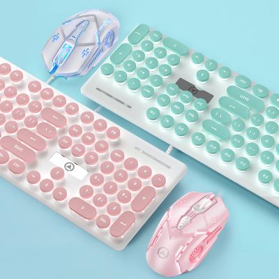 China Waterproof Pink Gaming Keyboard 104 Key And Mouse Gamer Mechanical Keyboard And Mouse Combo Cable Set for sale