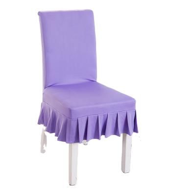 China Comfortable Iilac Spandex Spandex Chair Cover Half Skirt Stretch Dining Half Chair Cover for sale