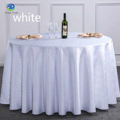 China Elegant Durable Jacquard Wrinkle Free 118 Inch Round Tablecloth For Wedding Party for sale