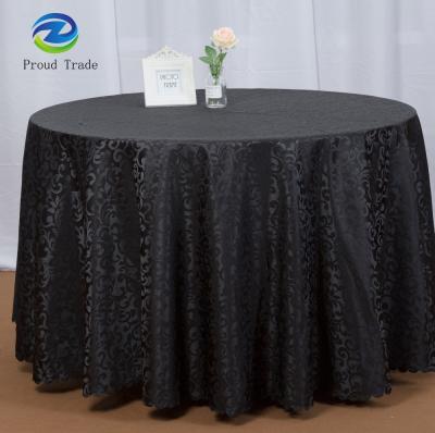 China Oilproof 100% Polyester 120 Tablecloth Round Black For Wedding for sale