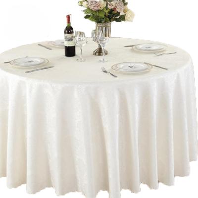 China Free Wrinkle Hotel Restaurant Table Cover Jacquard Round Tablecloth for sale