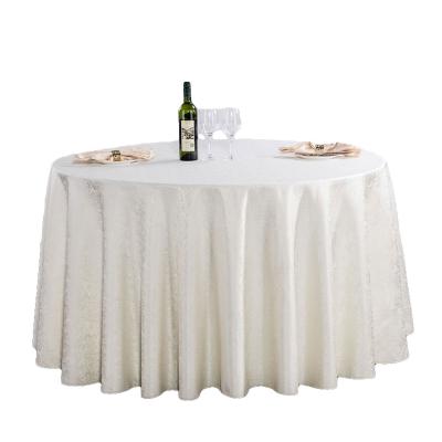 China Oilproof Factory Wholesale Luxury Jacquard Cream White Wedding Tablecloth for sale