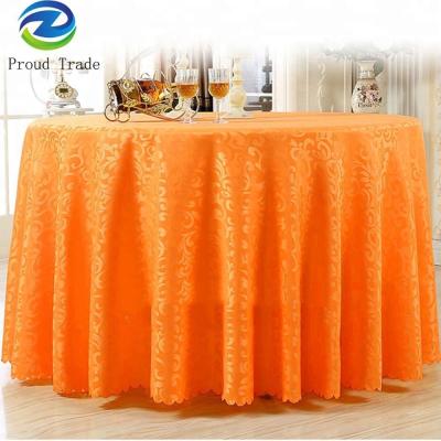 China Wrinkle Free New Design Tablecloth Factory Orange Jacquard Wedding Tablecloth for sale