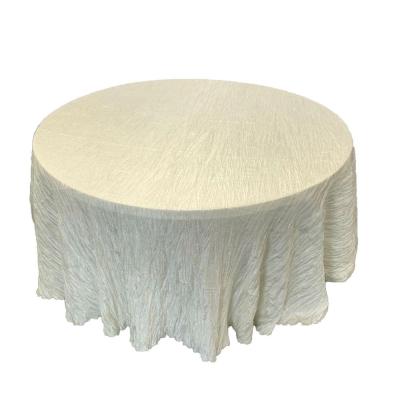 China Unique Crushed Round Oilproof Taffeta Ivory Wedding Tablecloth for sale