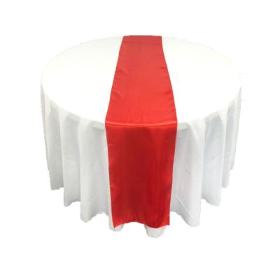 China Comfortable regular table decoration red color satin table runner for sale