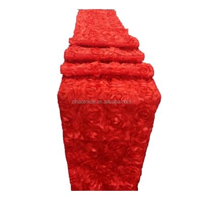 China Cozy red back mounted table runner stain rosette runners for wedding round table decorations for sale