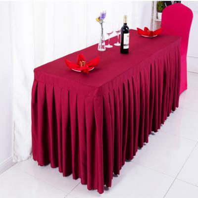 China Factory supply simple 100% polyester table skirt yellow tablecloth for table wedding decoration for sale