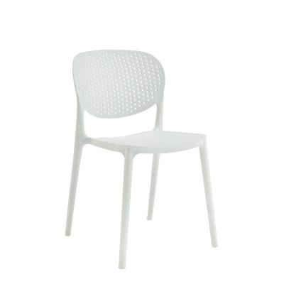 China Fashion Good Quality Custom Restaurant Solid Color Stacking White Plastic Dining Chairs Without Arms for sale