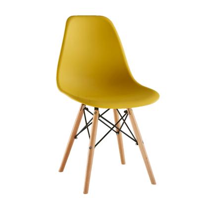 China Fashion Made In China Durable Wooden Legs Home Yellow Plastic Dining Chairs For Events for sale