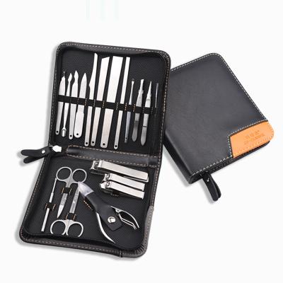 China Fashionable and Beautiful Custom Logo Stainless Steel Nail Clipper 19 Pieces Set Care Art Professional Kit Pedicure Manicure Tools Nail Scissor Set for sale