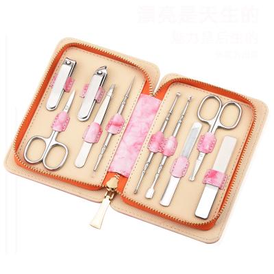 China Stainless Steel Manicure Cutter 10 Pieces Professional Custom Nail Set Manicure Pedicure Tool Kit 10Pcs Nail Clippers Set for sale