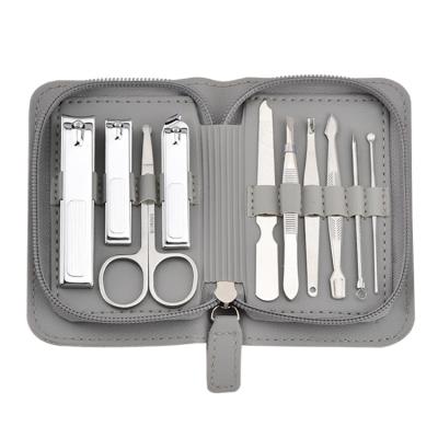 China Manicure Support Customized Logo 10 Pieces Nail Clipper Set Stainless Steel Nail Folder Nail Scissors Beauty Personal Care Manicure Set for sale