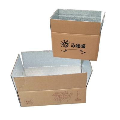 China Recyclable Customizable Size Food Cold Chain Transport Cardboard Insulated Thermal Box Thermal Aluminum Foil Box for sale