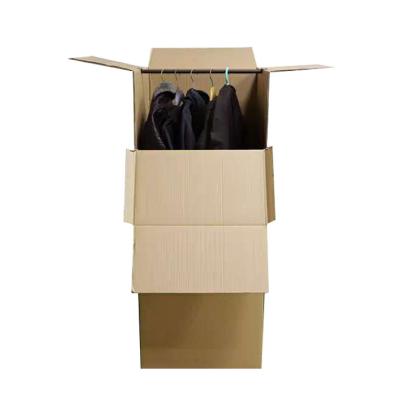 China Recyclable High Quality Strong Custom Printed Hanger Package Cardboard Corrugated Movable Wardrobe Paper Box for sale