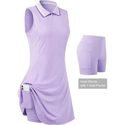 China Sleeveless Dress Women's Tennis Golf Polo Dress With Separate Inner Shorts Pocket For Workout Exercise for sale