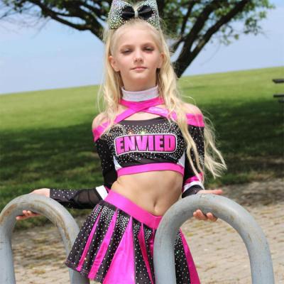 China Wear-resistant chuangbo design free cheerleader wear sublimation custom youth logo cheerleading uniforms for sale