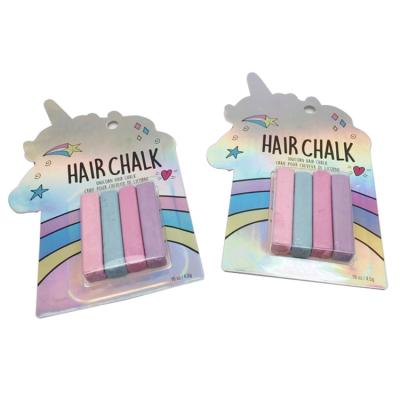 China Hair Client Logo on Card 4 Holographic Colors Unicor Fancy Natural Hair Chalks for sale