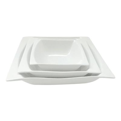 China Viable Wholesale Cheap Price Large Triangle White Ceramic Restaurant Porcelain Dish Bowl for sale