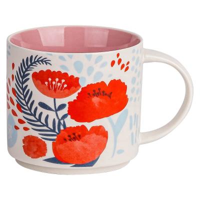 China Retro Viable Colorful Ceramic Mug Large Capacity 450ml Porcelain Coffee Cup For Household With Handle for sale