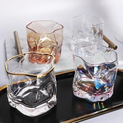 China Irregular Shaped Bar Club Wine Glass Drinking Mug Vodka Wine Mugs Whiskey Transparent Clear Glass Vodka Coffee Latte Mug for sale