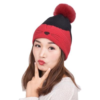 China Wholesale COMMON COMMON and Autumn Winter Warm Thick Toddler custom knit ski outdoor sports hooded hats with pom pom for sale