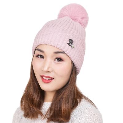 China 2021 NEW COMMON Hat COMMON Hot Korean Thick Knitted Skullcap With Pompom Hats Custom Skullcap For Women for sale