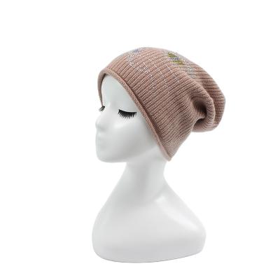 China 2021 COMMON Wholesale Warm Winter Beanies COMMON Female Knitted Hat For Girls Cat For Women Drilling Knitting Hot for sale