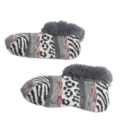 China 2021 Custom Made Winter Leopard Hot Selling Thick Knitted Black And White Socks For Women S0042 S0042 for sale