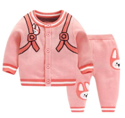 China Anti-Wrinkle Manufacturer Knitwear 100% Cotton Clothing Fashion 2pcs Kids Clothes Set With Casual Print for sale