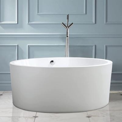 China Art Free Modern Simple Bath Freestanding EVA Acrylic Bathtub With Automatic Floor Drain for sale