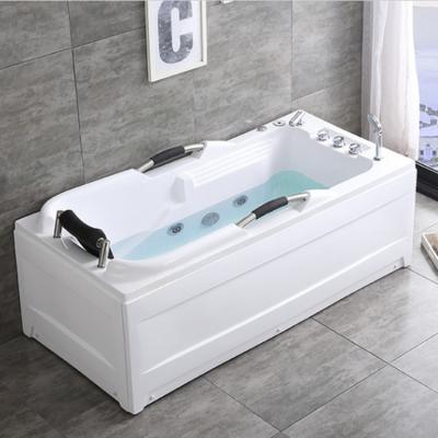 China modern white acrylic freestanding double side skirt EVA bathtub panel pillows (left skirt) with armrest and jacuzi for sale