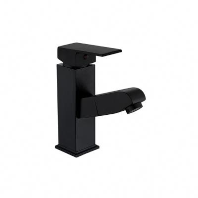 China High Quality Coating Elegant Black Single Handle Bathroom Home Faucets Hotel Spray Metered Pull-Out Basin Faucet for sale