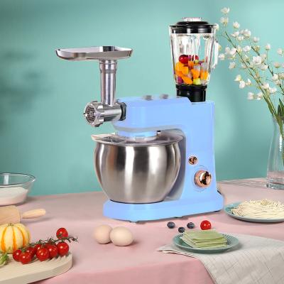 China Tilt Head Design 5 in 1 Mixer Dough Factory OEM Colorful Blue Food Processor with Chopper Blender Blender for sale