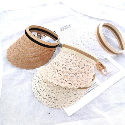 China Lace Up Sun Shade 2021 New Elegent Women Sun Visor Simple Adjustable Waist Lace Sun Visor For Women for sale