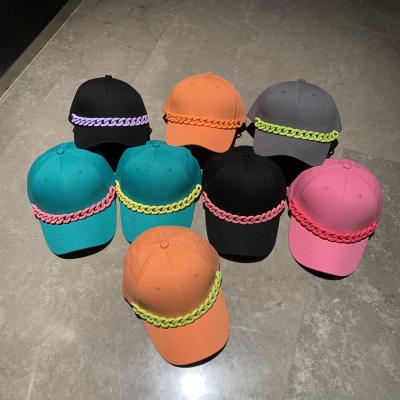 China 2021 Street COMMON style best-selling Amazon solid baseball cap with a chain, cotton fancy baseball cap for summer for sale