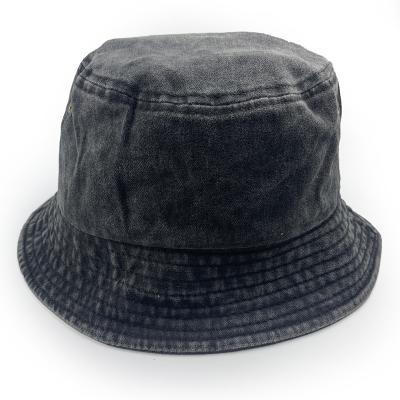 China Simple Plain ZEDEKS Cotton Bucket Hat Washed Denim Bucket Hat Four Seasons for sale