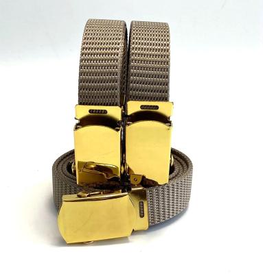 China Wholesale 2.5cm Width Durable Genuine Outdoor Nylon Canvas Belt With Shinny Color Plain Gold Color Buckle for sale