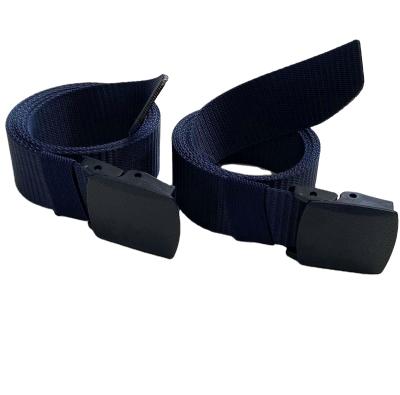 China Durable Chinese low price 3.8cm nylon belt and large quantity running navy blue color with blue plastic buckle for sale