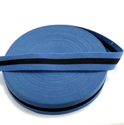 China Factory OEM & ODM Durable Chinese Blue Fabric Woven Webbing 65MM Wide Blue Black Strap for sale