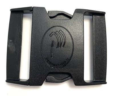 China 5.7CM Width Black Color Durable Side Release Plastic Buckle With Malaysia Tiger Logo for sale