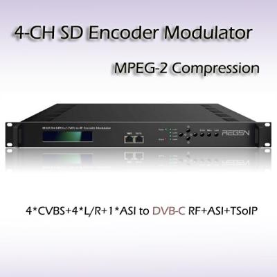 China REM7204 4*CVBS to DVB-C(QAM) Four-Channel MPEG-2 SD Vidoe Encoder Modulator SD Video to DVB-RF Cable TV Equipment for sale