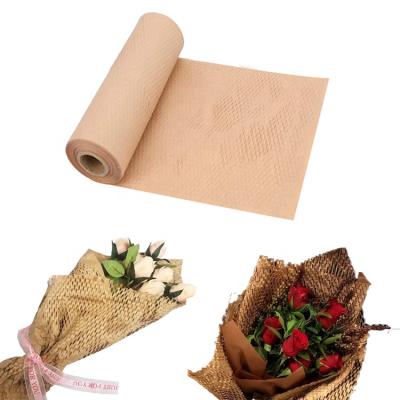 China Hysen 30cm Width Biodegradable/Wooden Color Storage Degradable Wrapping Paper for Art Craft Wine Gift Wrap Flower Wrapping Honeycomb Paper for sale