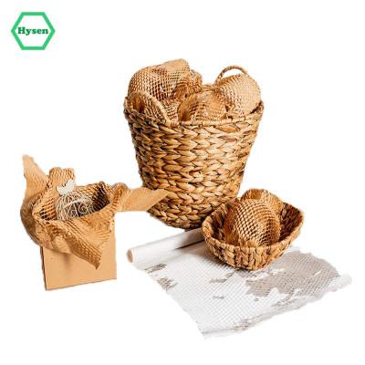 China Hysen Selection 30cm*10m Wood Color Wrapping Paper Biodegradable/Convenient Storage New To Cushion For Furniture Gift Paper Roll Honeycomb Wrap for sale